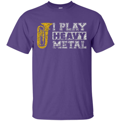 Funny Band Distressed T-shirt I Play Heavy Metal Purple