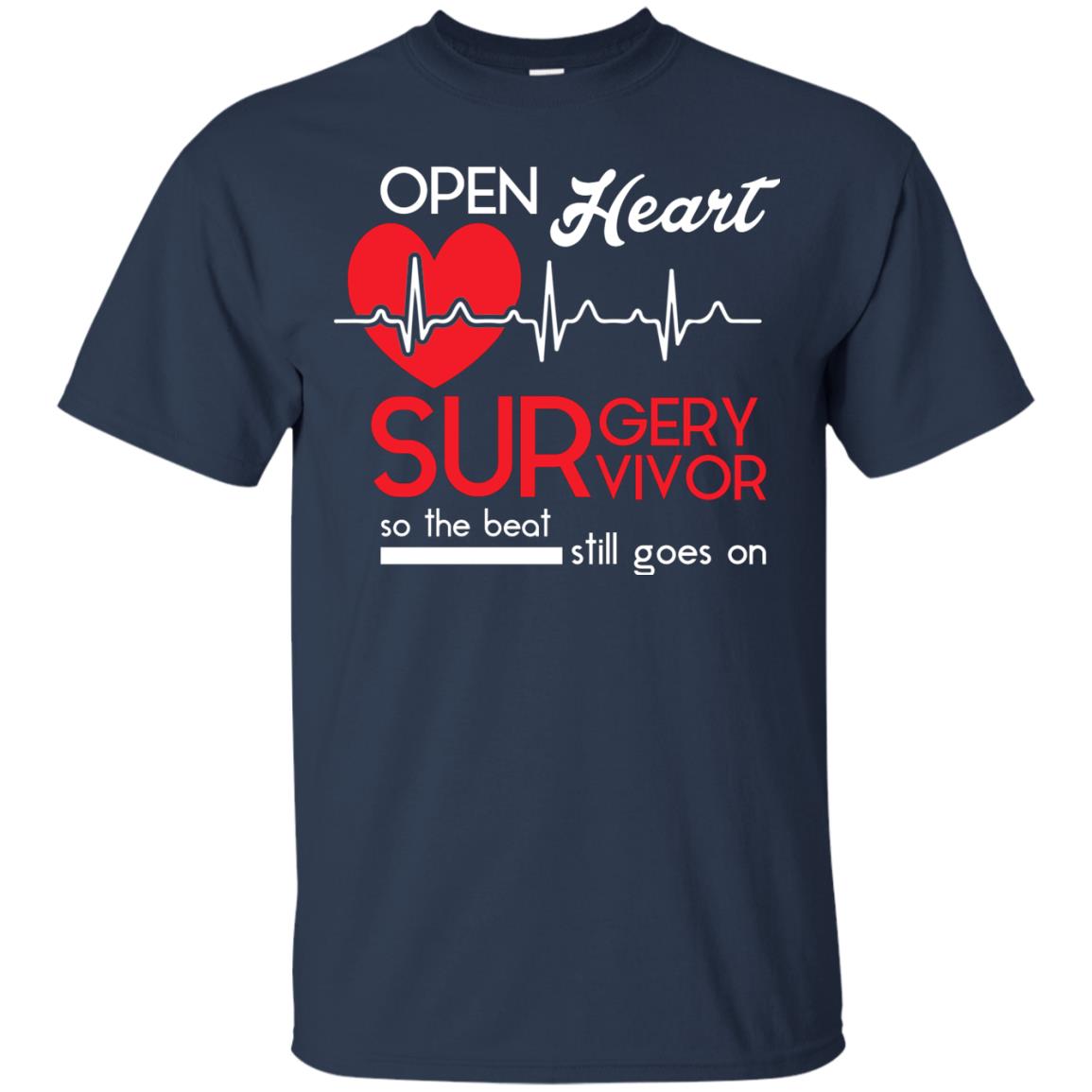 Open Heart Surgery Survivor Heart Desease T-shirt Navy