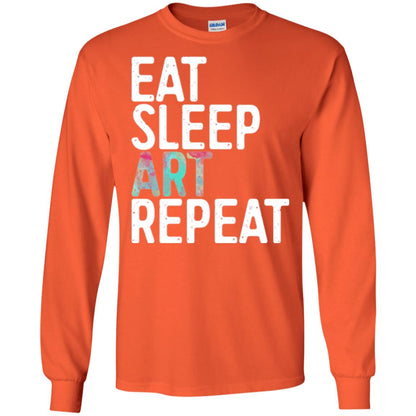 Art Lover T-shirt Eat Sleep Art Repeat Orange