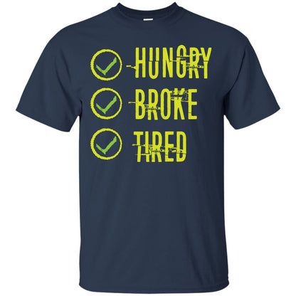 Hungry Broke Tired Check Mark T-shirt Navy