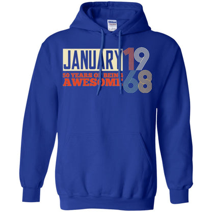 Birthday T-shirt January 1968 50 Years Of Being Awesome Royal