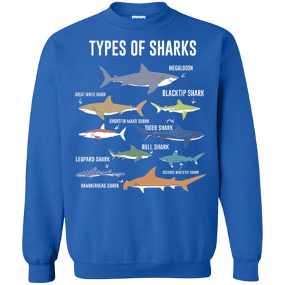 Shark Lover T-shirt 9 Types Of Sharks Ocean Royal