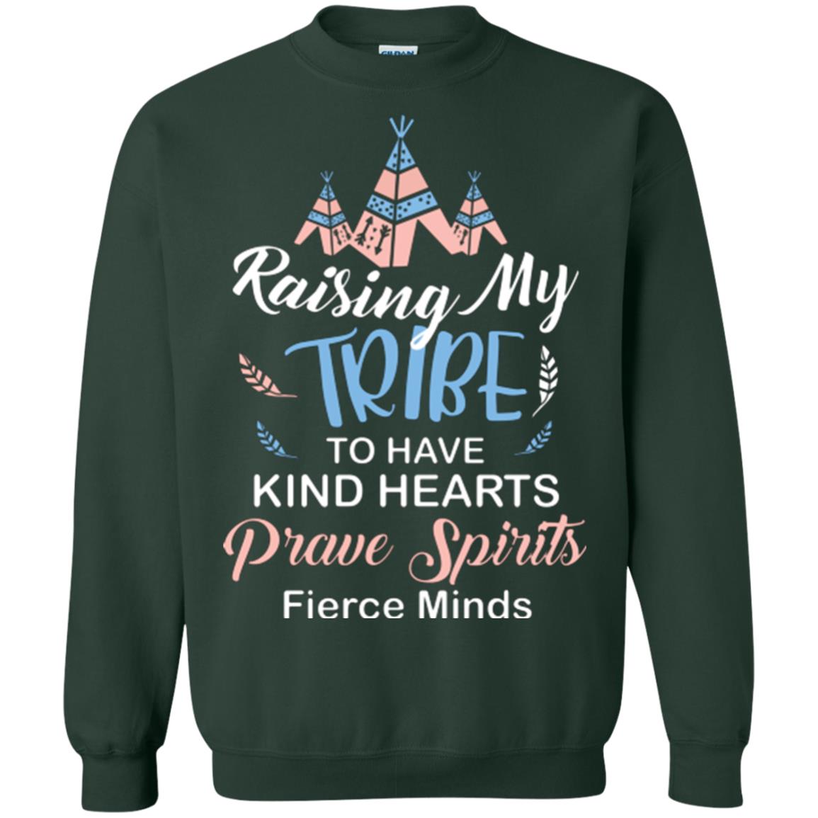 Mommy T-shirt Raising My Tribe To Have Kind Hearts Forest Green