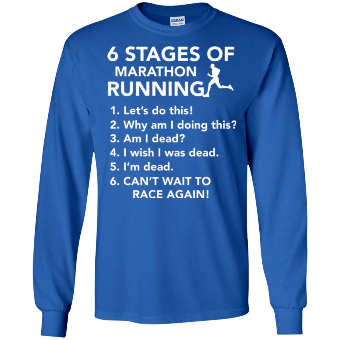 Runner T-shirt 6 Stages Of Marathon Running Royal