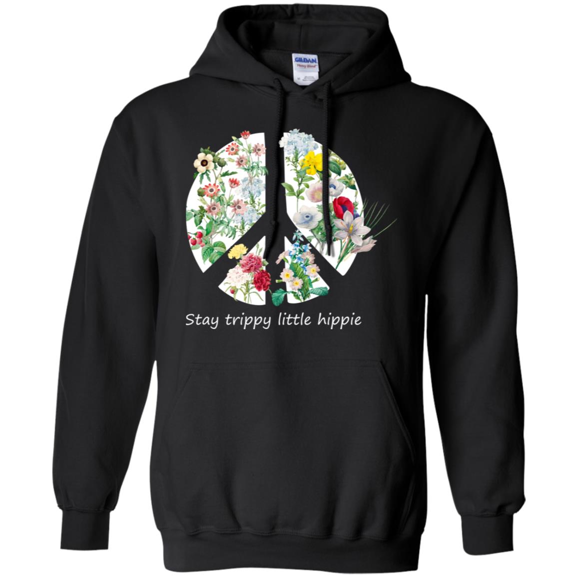 Stay Trippy Little Hippie Peace Sign Shirt Black
