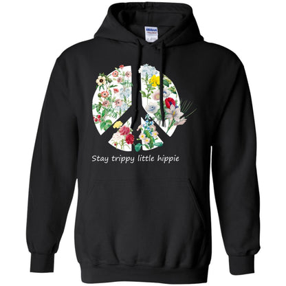 Stay Trippy Little Hippie Peace Sign Shirt Black