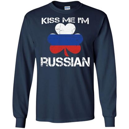 Kiss Me Russian Distressed St. Patrick_s Day 2018 T-shirt Navy