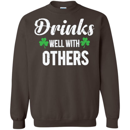 Drinks Well With Others St. Patrick_s Day T-shirt Dark Chocolate