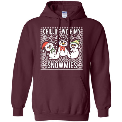 Christmas T-shirt Chillin' With My Snowmies Maroon