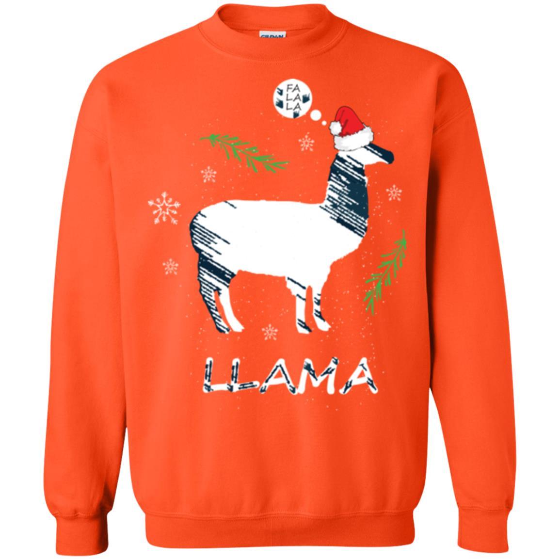 Christmas T-shirt Fa La La La Llama T-shirt Orange