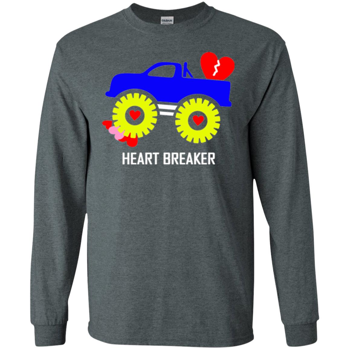 Heart Breaker Cute Blue Monster Truck Valentine_s Day T-shirt Dark Heather