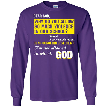 Anti Gun T-shirt Dear God Why Do You Allow So Much Violence In Our School Purple