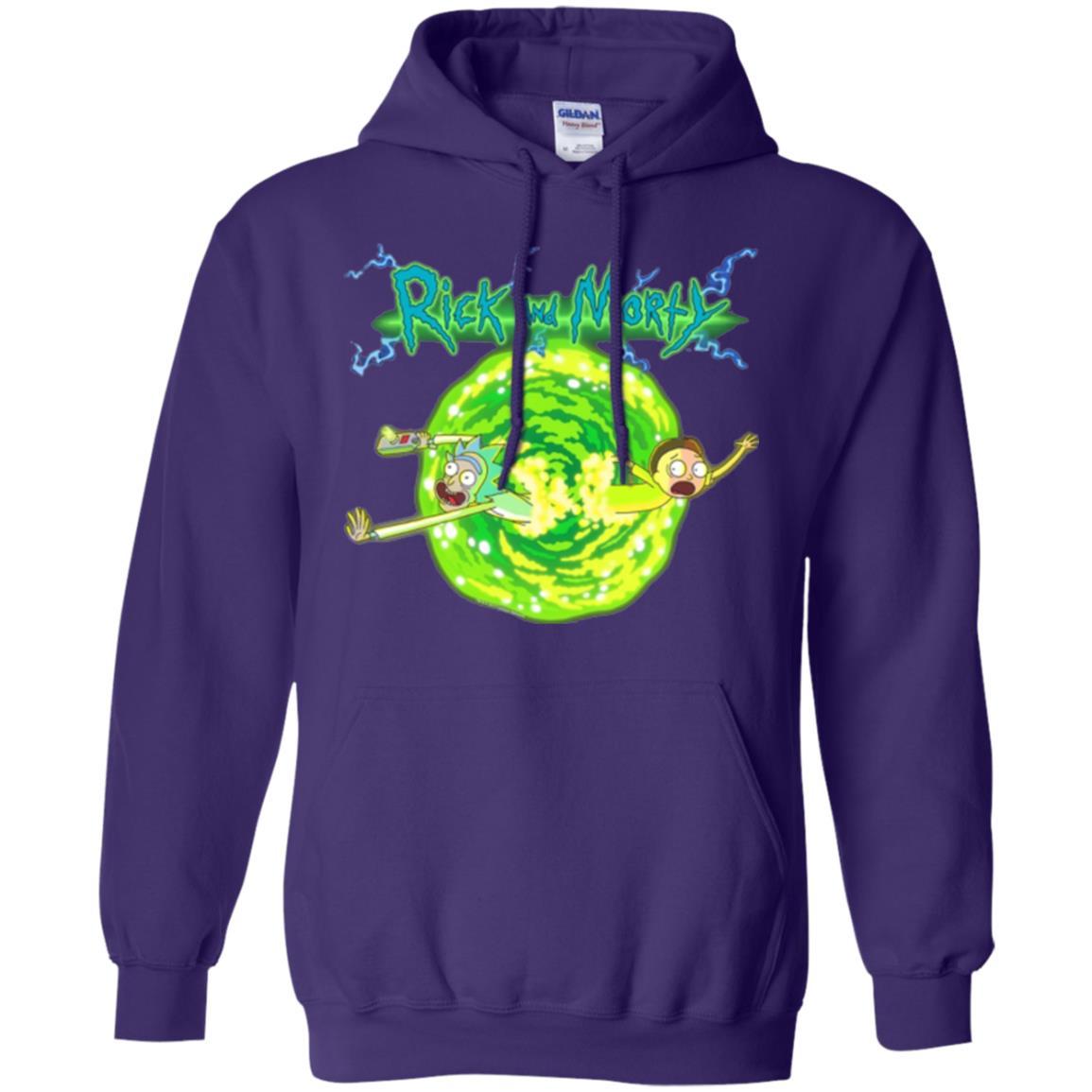 Rick Morty T-shirt Portal Glow Lightning Logo Purple