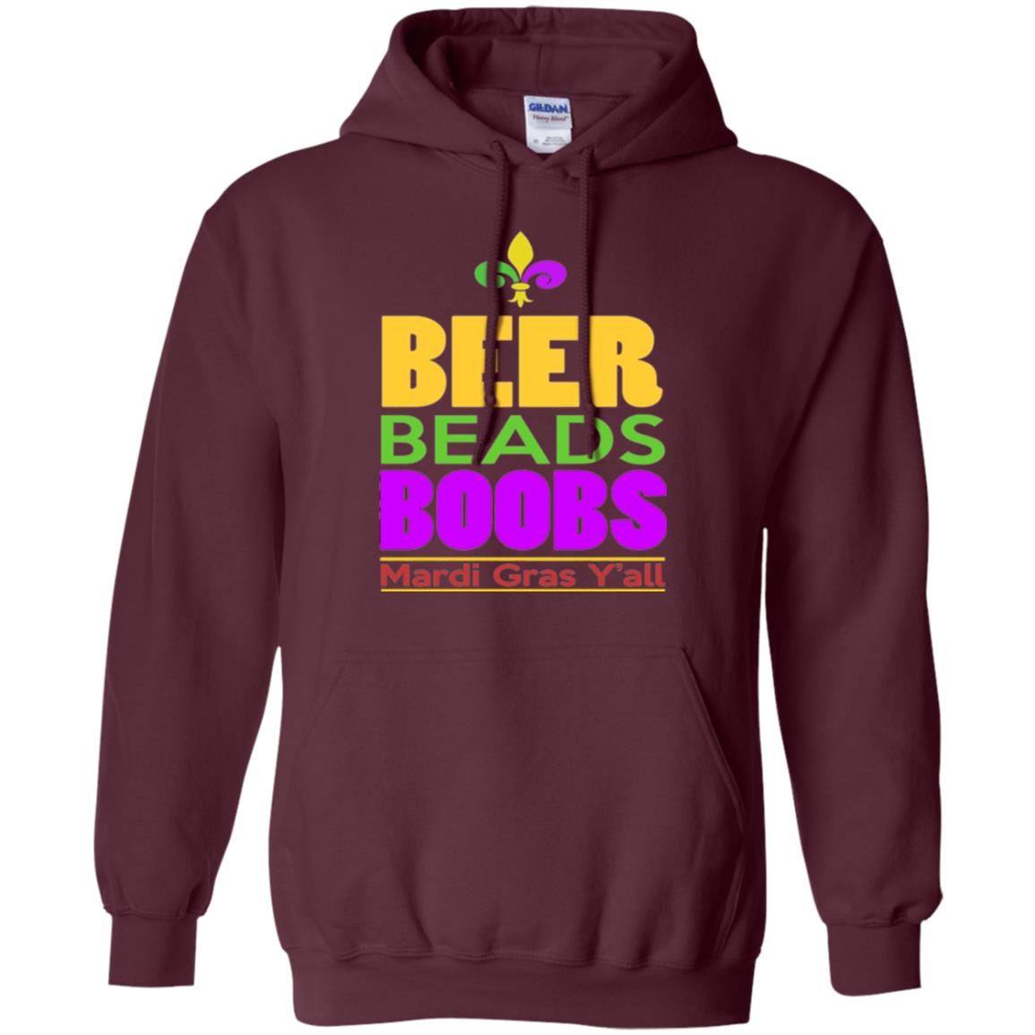 Mardi Gras T-shirt Beer Beads Boobs Maroon