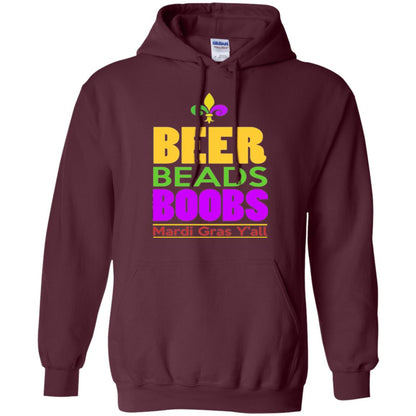 Mardi Gras T-shirt Beer Beads Boobs Maroon