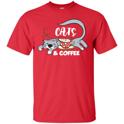 A Good Day Start With Cat And Coffee Cat Lover T-shirt Red
