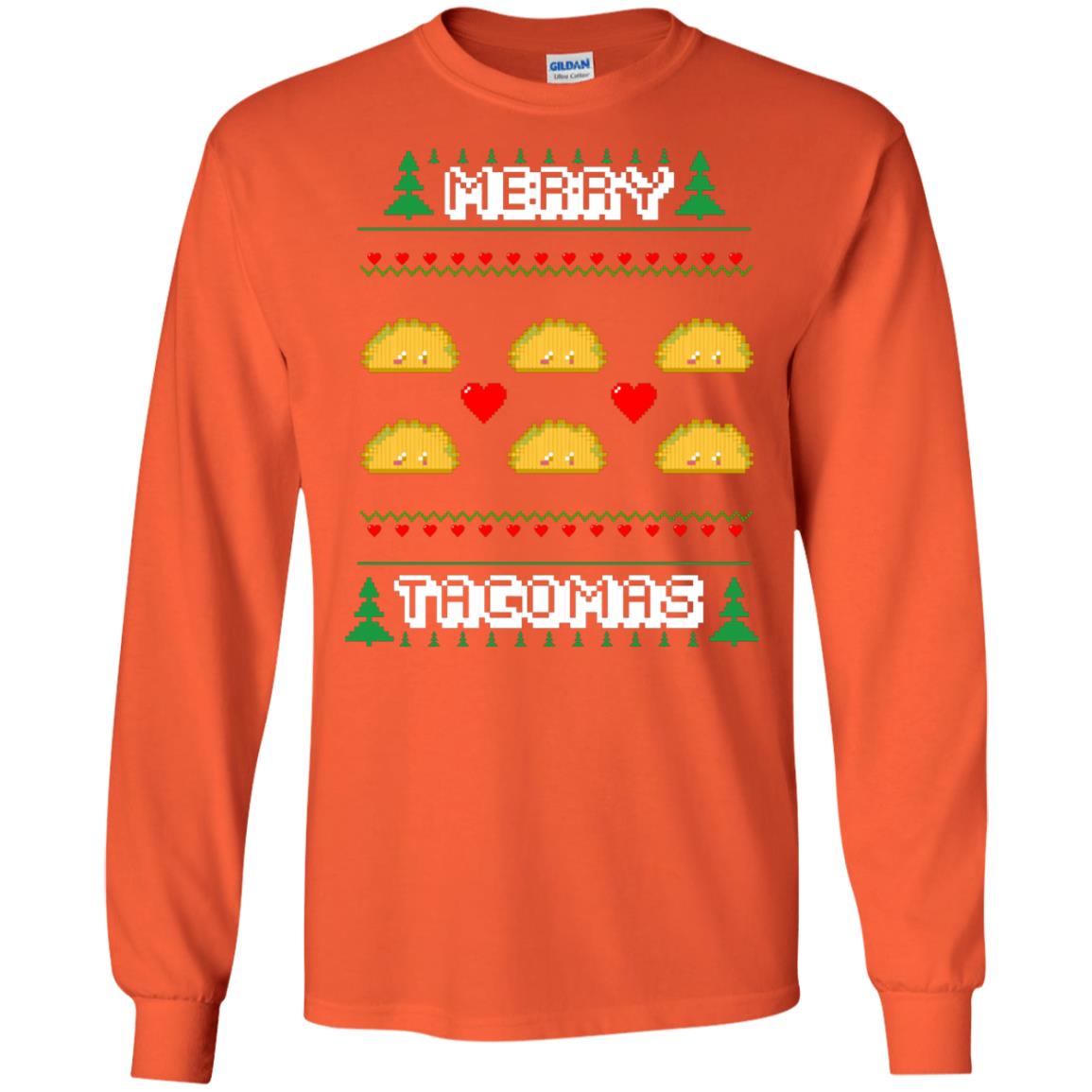 Merry Tacomas X-mas Gift Shirt For Taco Lovers Orange