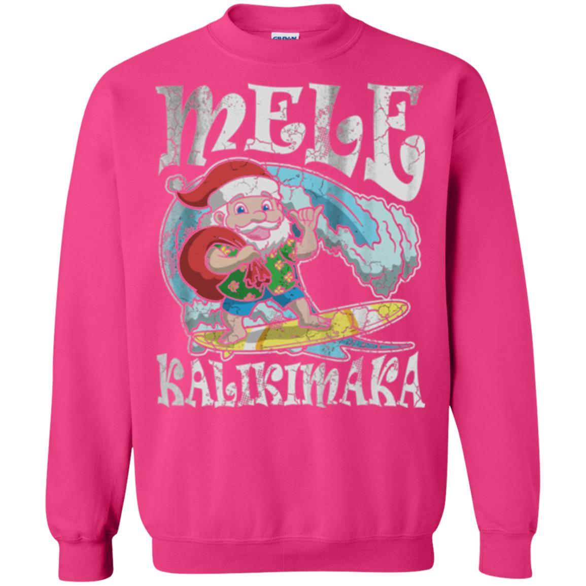 Christmas T-shirt Mele Kalikimaka Santa Hawaii Heliconia