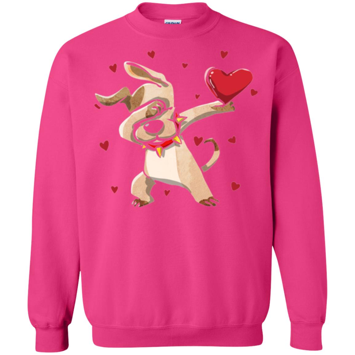 Funny Dabbing Dog Valentine_s Day T-shirt Heliconia