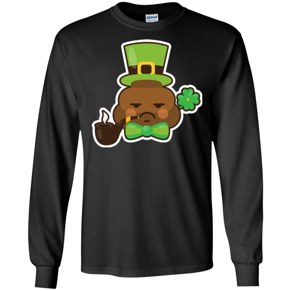 Saint Partick_s Day T-shirt Leprechaun Poop Emoji With Patrick Hat Black