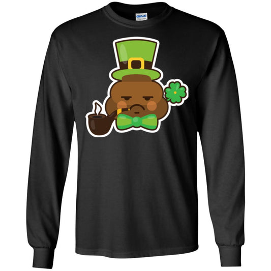 Saint Partick_s Day T-shirt Leprechaun Poop Emoji With Patrick Hat Black