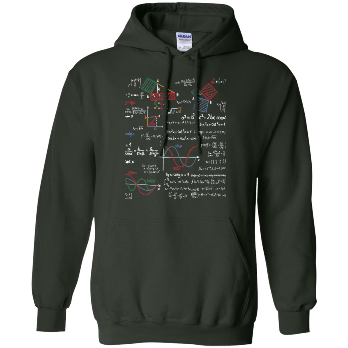 Math Lover T-shirt Formulas Cheat Sheet Forest Green
