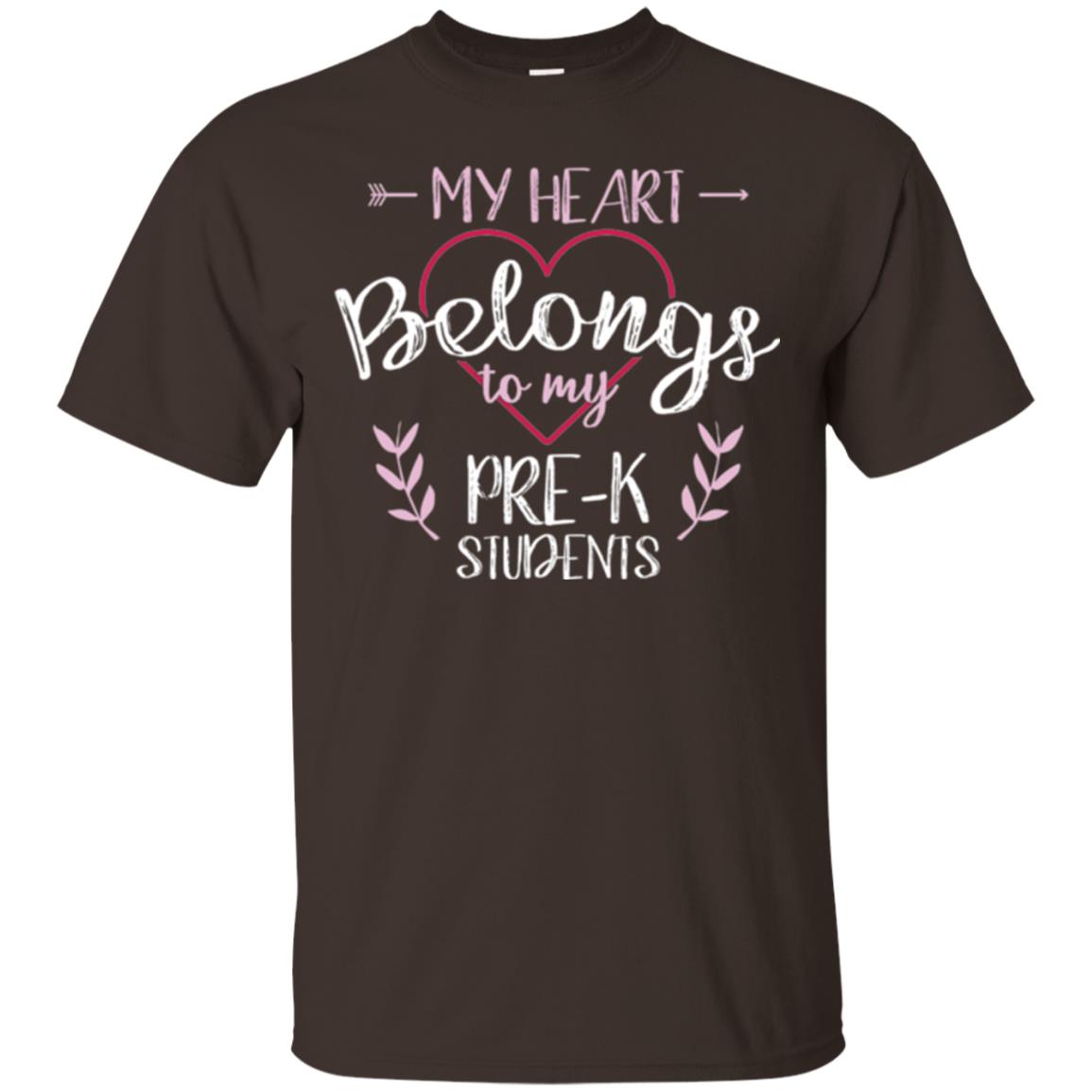 Teacher T-shirt My Heart Belongs To My Pre-k Students Dark Chocolate