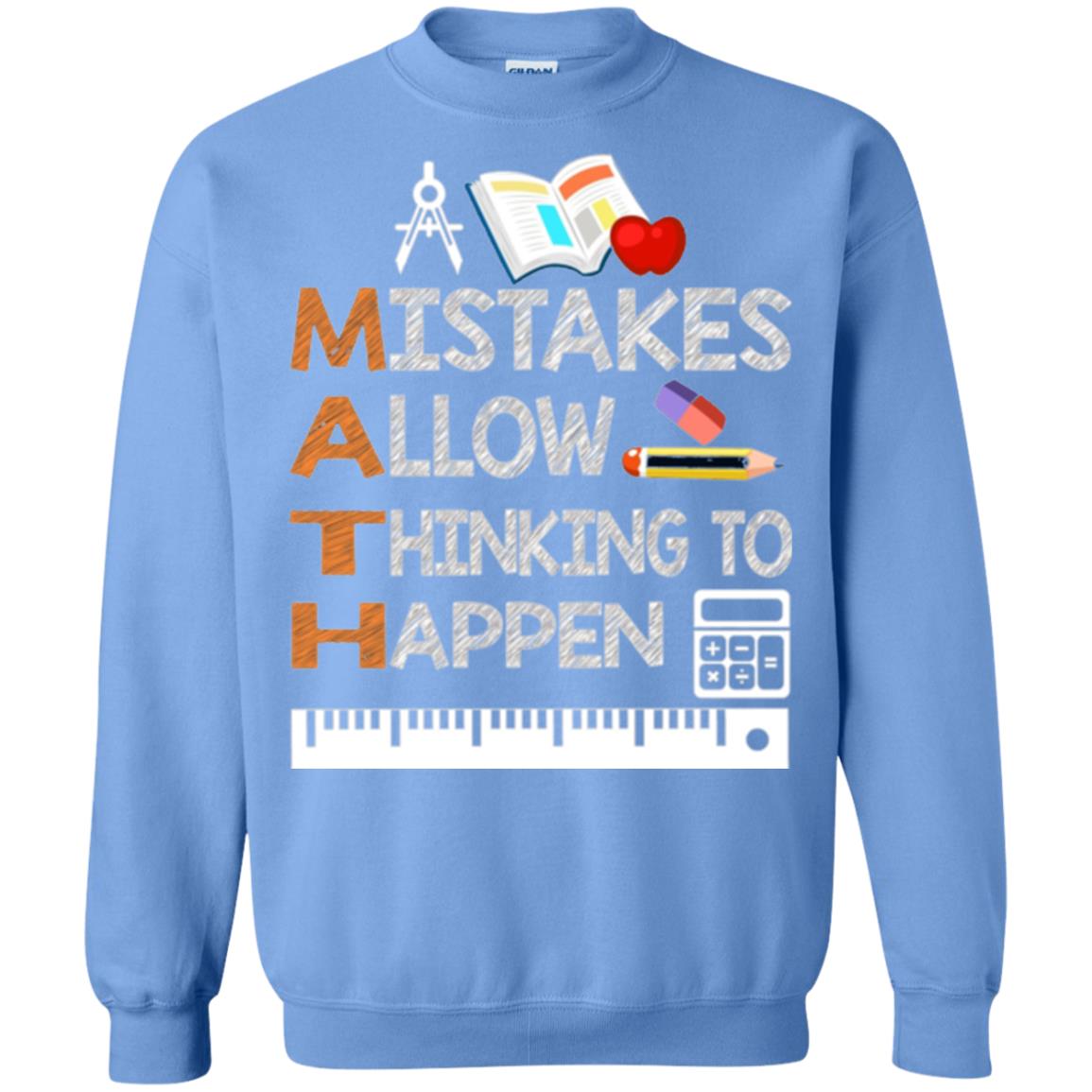 Math Lover T-shirt Mistakes Allow Thinking To Happen Carolina Blue
