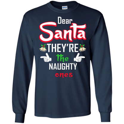 Christmas T-Shirt Dear Santa They're The Naughty Ones Navy