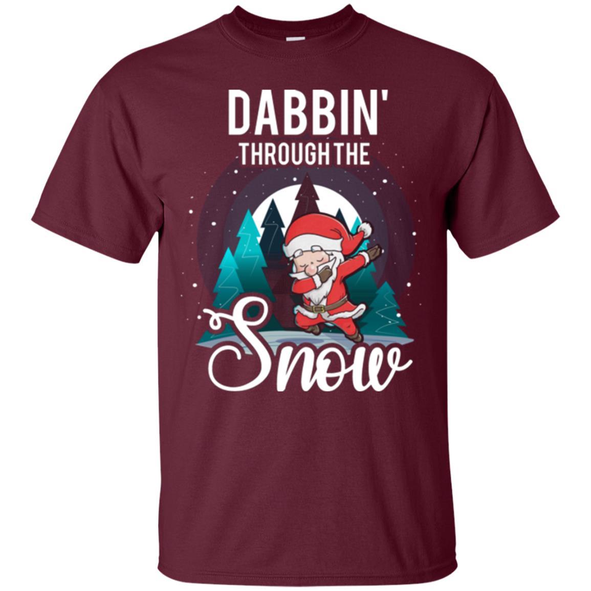 Christmas T-shirt Santa Claus Dabbing Through The Snow Maroon
