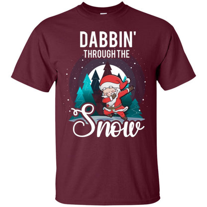 Christmas T-shirt Santa Claus Dabbing Through The Snow Maroon