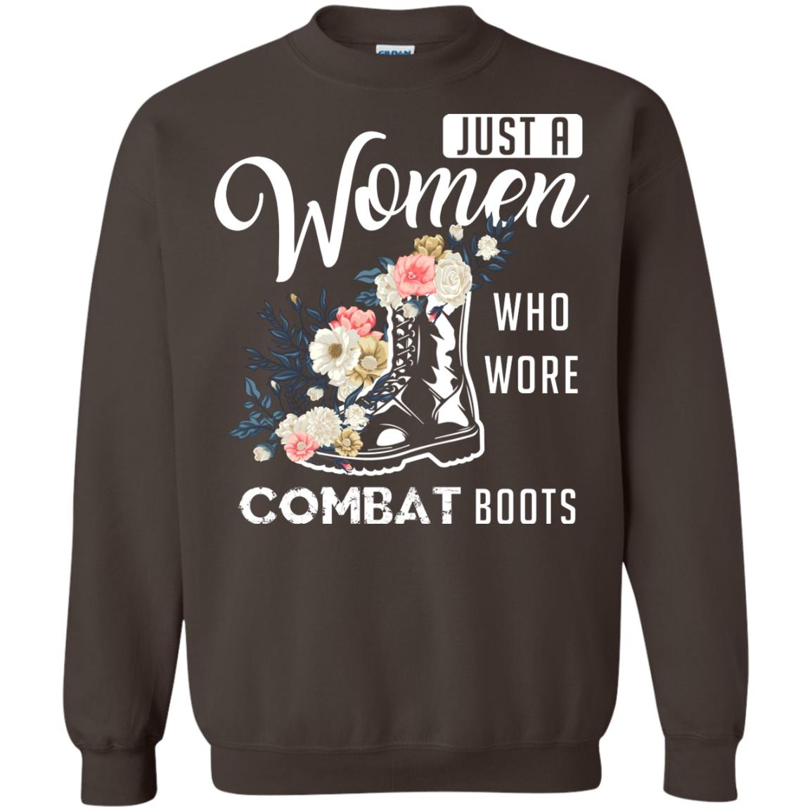Just A Women Who Wore Combat Boots Female Veteran T-shirt Dark Chocolate