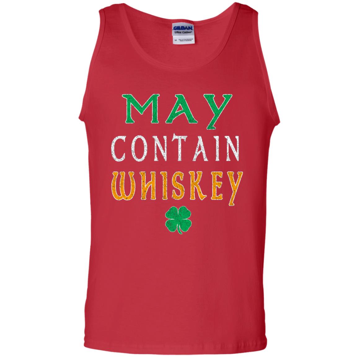 May Contain Whiskey St. Patrick_s Day T-shirt Red