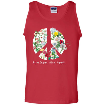 Stay Trippy Little Hippie Peace Sign Shirt Red