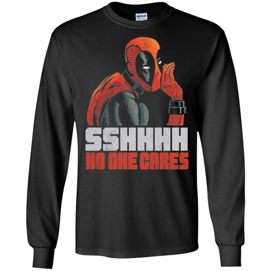 Marvel Deadpool T-shirt Sshhhh No One Cares Whisper Graphic Black