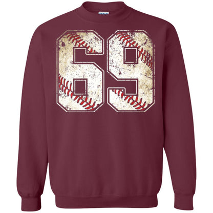 Baseball Player T-shirt Jersey Number 69 Retro Vintage Maroon