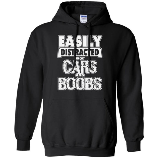 Car Lover T-shirt Easily Distracted By Cars And Boobs Black