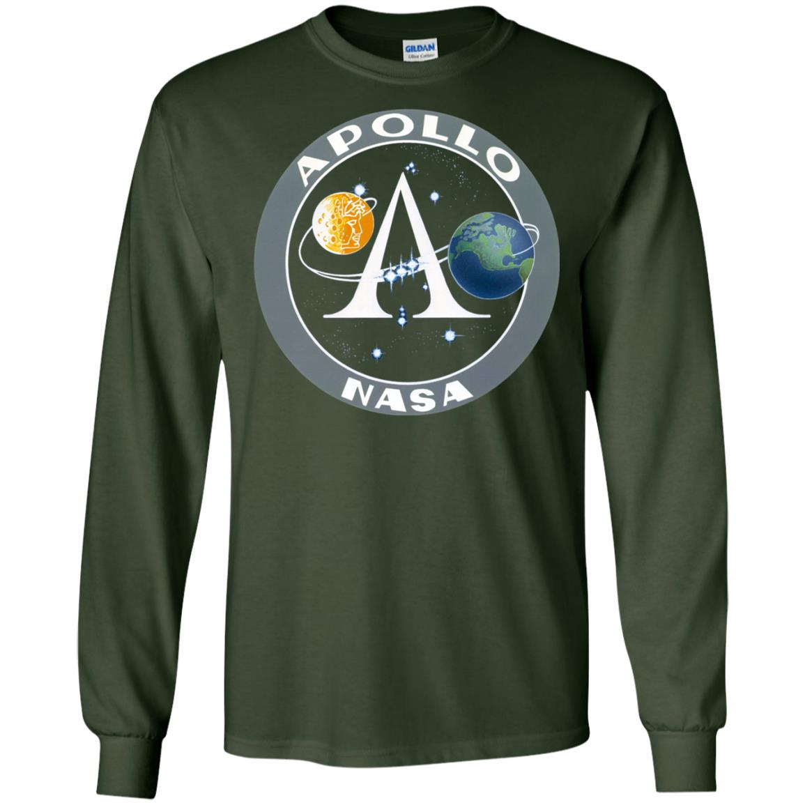 Apollo Program Moon Landing Patch Print Nasa Astronomy T-shirt Forest Green
