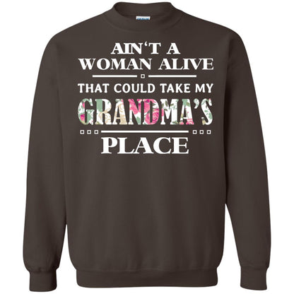 Ain't A Woman Alive That Could Take My Grandma's Place Grandchild Shirt Dark Chocolate