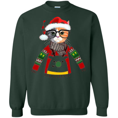 Christmas T-shirt Cat Lover Meowy Christmas T-shirt Forest Green