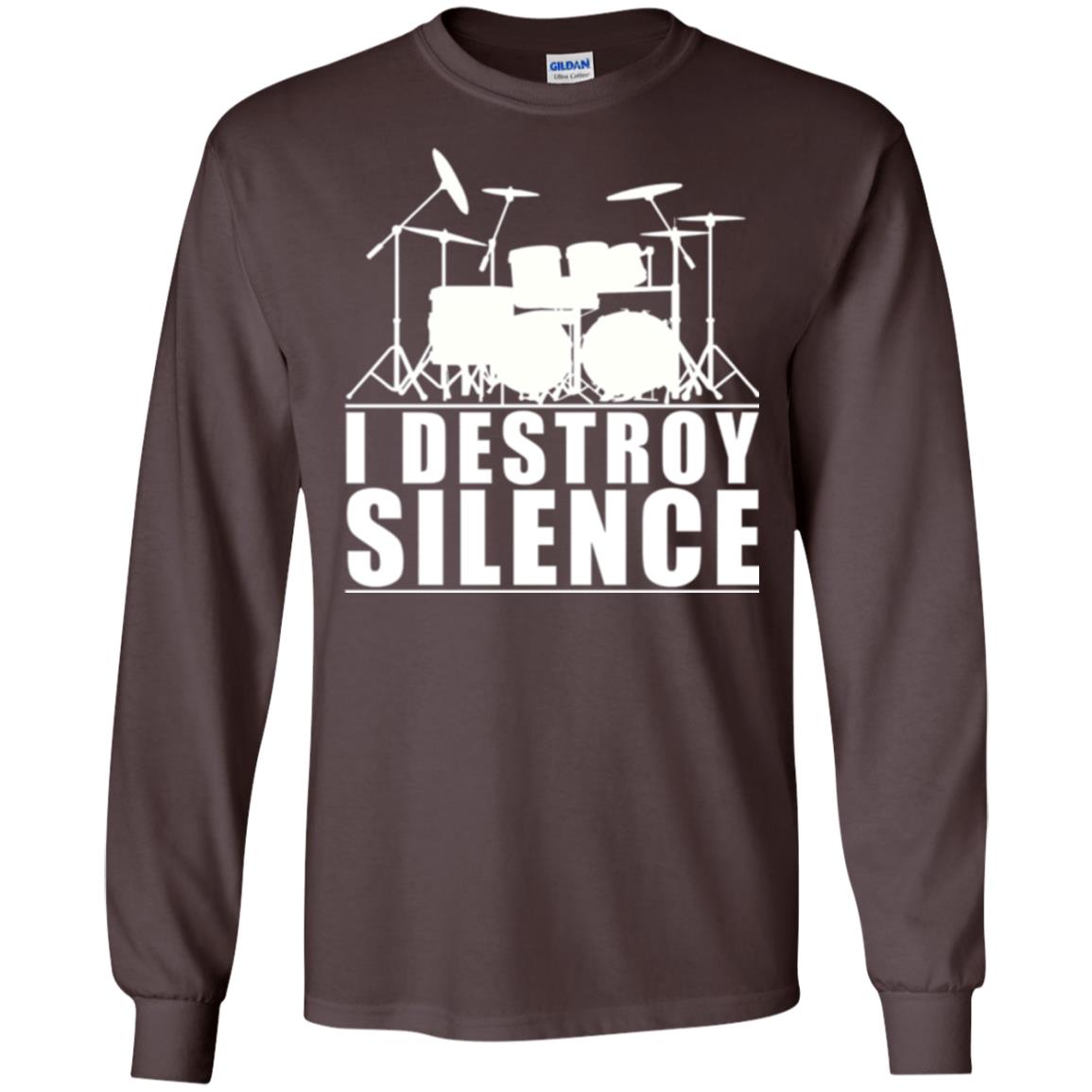 Drums Lover T-shirt I Destroy Silence Dark Chocolate