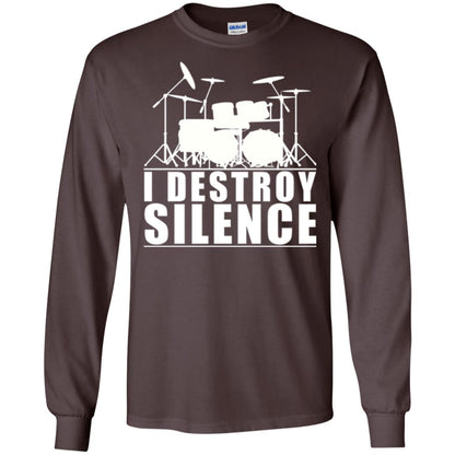 Drums Lover T-shirt I Destroy Silence Dark Chocolate