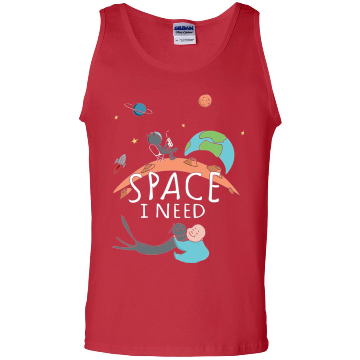 Funny Astronaut Universe Pun T-shirt I Need Space Red