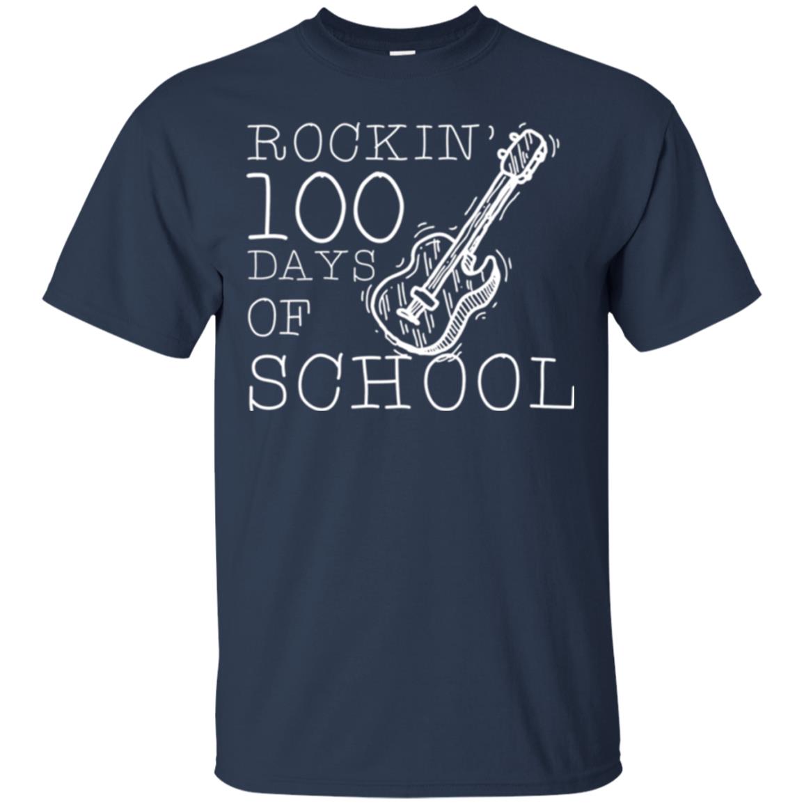 Rockin_ 100 Days Of School Teachers Students T-shirt Navy