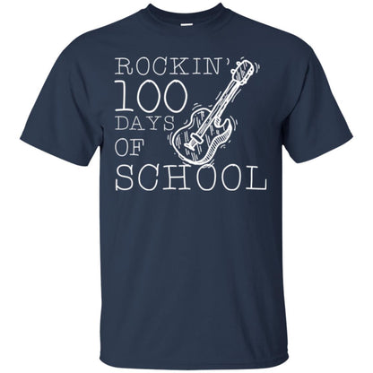 Rockin_ 100 Days Of School Teachers Students T-shirt Navy