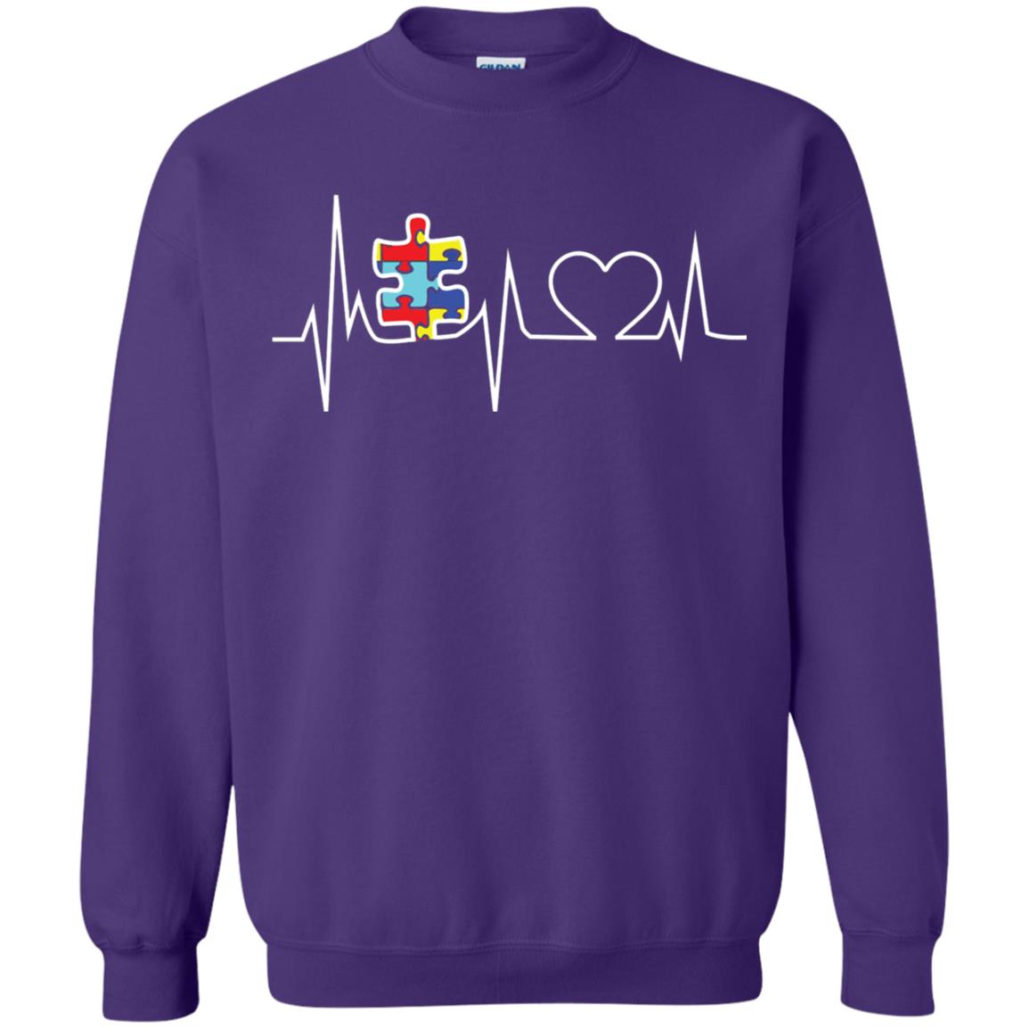 Autism Puzzle Heartbeat Autism Awareness Shirt Purple