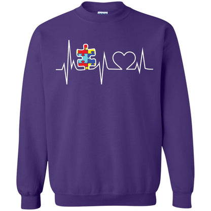 Autism Puzzle Heartbeat Autism Awareness Shirt Purple