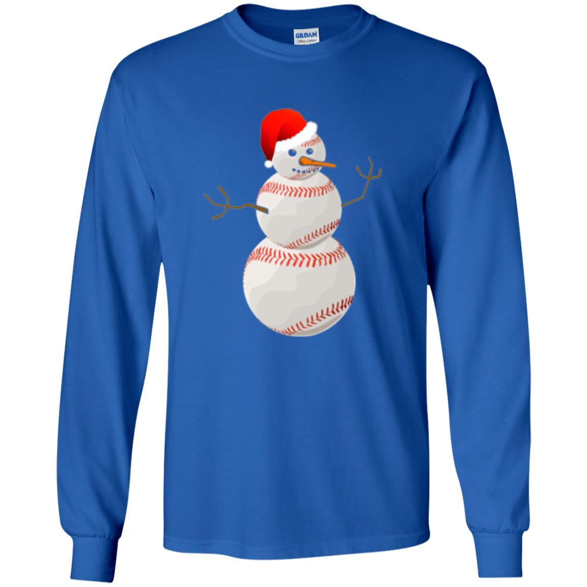 Christmas Baseball T-shirt Baseball Snowman Royal