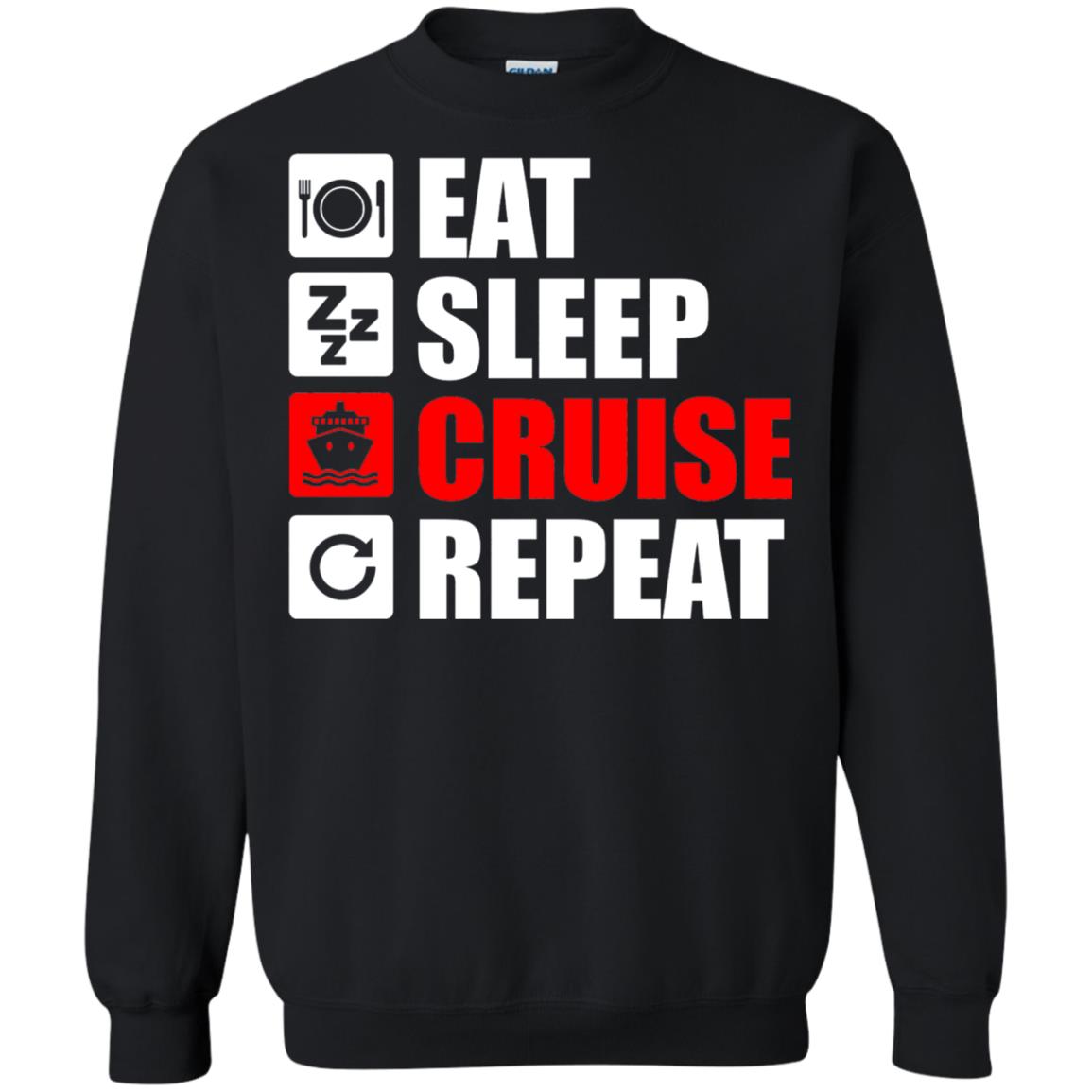 Eat Sleep Cruise Repeat Summer Vacation T-shirt Black