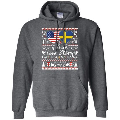 Christmas T-shirt American Swedish A True Love Story Dark Heather